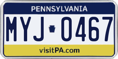 PA license plate MYJ0467