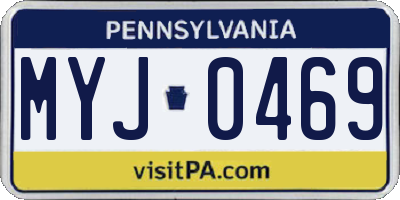 PA license plate MYJ0469