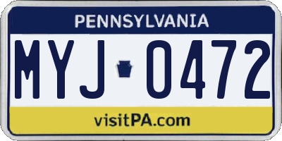 PA license plate MYJ0472