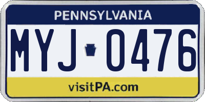 PA license plate MYJ0476