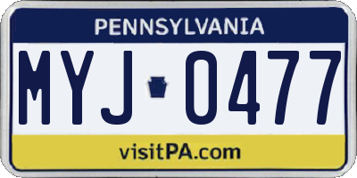 PA license plate MYJ0477
