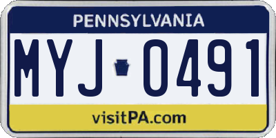 PA license plate MYJ0491