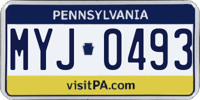 PA license plate MYJ0493