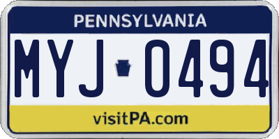 PA license plate MYJ0494