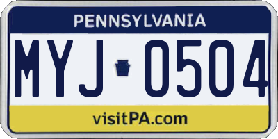 PA license plate MYJ0504