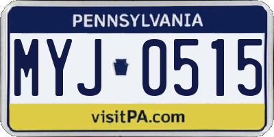 PA license plate MYJ0515