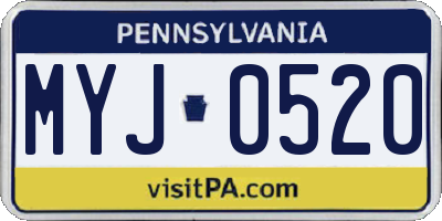 PA license plate MYJ0520