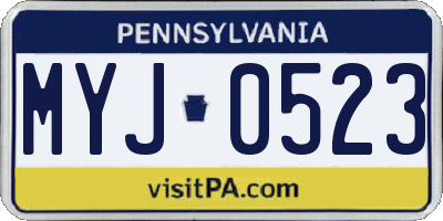 PA license plate MYJ0523