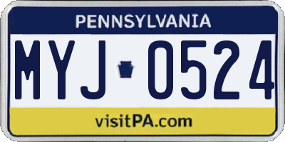 PA license plate MYJ0524