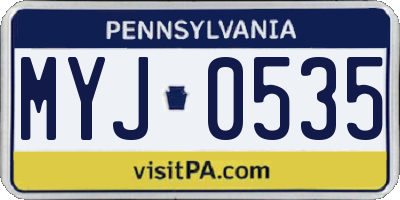 PA license plate MYJ0535