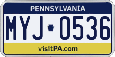 PA license plate MYJ0536