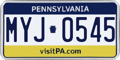 PA license plate MYJ0545