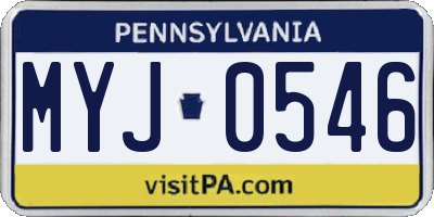 PA license plate MYJ0546