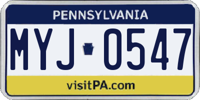 PA license plate MYJ0547