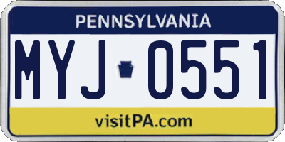 PA license plate MYJ0551