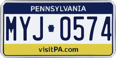 PA license plate MYJ0574