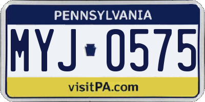 PA license plate MYJ0575