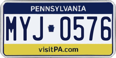 PA license plate MYJ0576