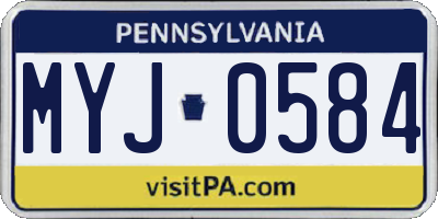 PA license plate MYJ0584