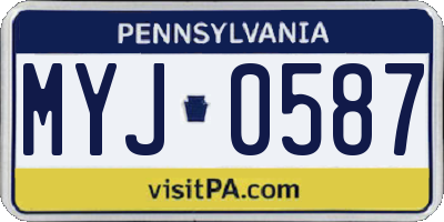 PA license plate MYJ0587