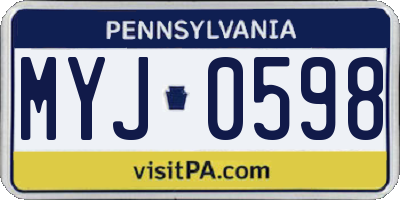 PA license plate MYJ0598