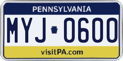 PA license plate MYJ0600