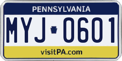 PA license plate MYJ0601