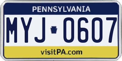 PA license plate MYJ0607