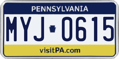 PA license plate MYJ0615