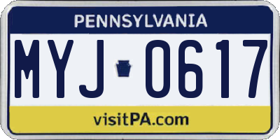 PA license plate MYJ0617