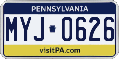 PA license plate MYJ0626