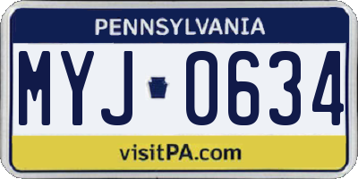 PA license plate MYJ0634