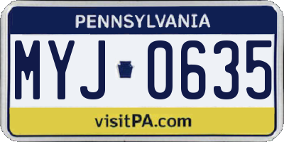 PA license plate MYJ0635