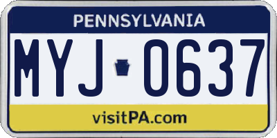 PA license plate MYJ0637
