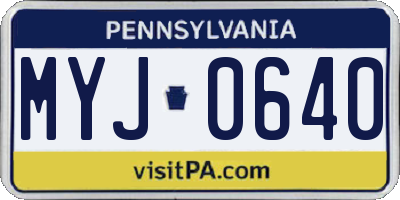 PA license plate MYJ0640