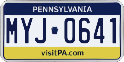 PA license plate MYJ0641