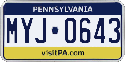 PA license plate MYJ0643
