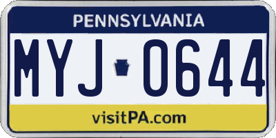 PA license plate MYJ0644