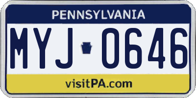 PA license plate MYJ0646