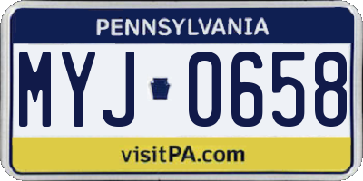 PA license plate MYJ0658