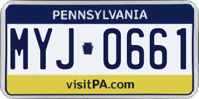 PA license plate MYJ0661