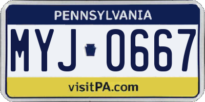 PA license plate MYJ0667