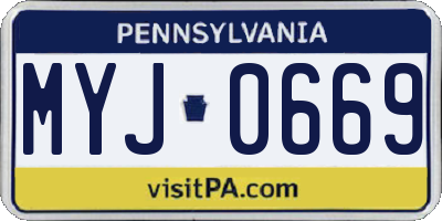 PA license plate MYJ0669