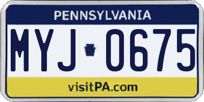PA license plate MYJ0675