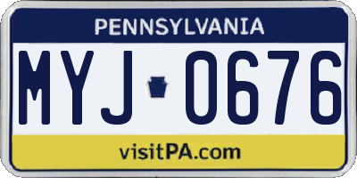 PA license plate MYJ0676