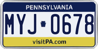 PA license plate MYJ0678