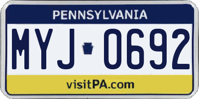 PA license plate MYJ0692