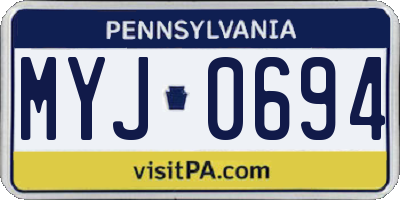 PA license plate MYJ0694