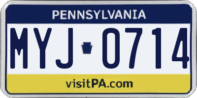 PA license plate MYJ0714