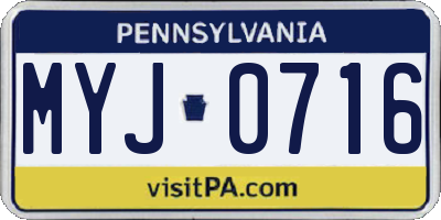 PA license plate MYJ0716